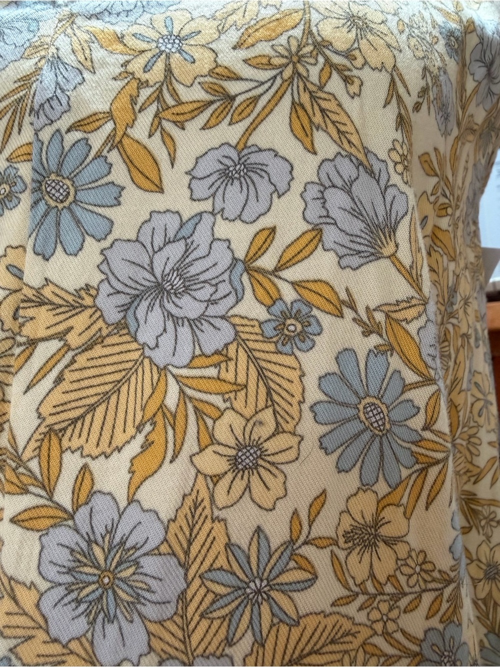 Denver Hayes Floral Sleeveless Dress Tie Waist Yellow Blue XS - Picture 7 of 9